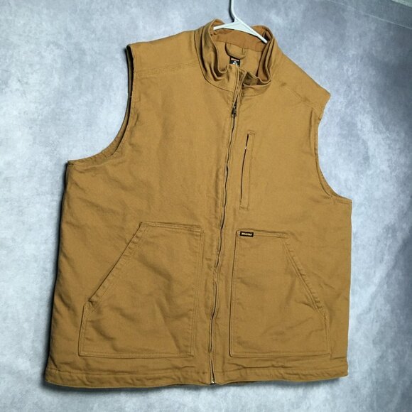 Brahma Mens Canvas Vest size 2XL Brown Quilted Interior Zip Up Front Pockets - Picture 2 of 16